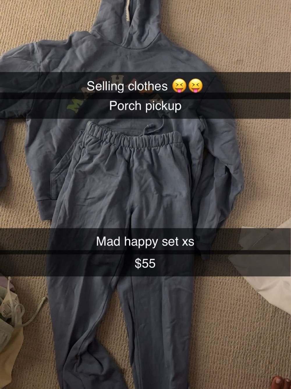 Mad Happy Slate Blue Hoodie & Sweatpants Set